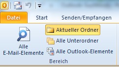 Wie man in Outlook 2010 E-Mails mit der erweiterten Suche findet