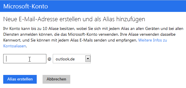 Hotmail Alias Erstellen