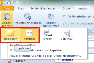 Wie man in Outlook ungelesene E-Mails anzeigen lassen kann